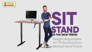 Height Adjustable Standing Desk Manual Hand Crank  How To Assemble Height Adjustable Table [upl. by Kcirdneh]