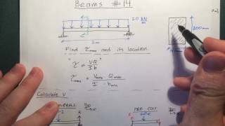 Beams  14  Shear Forces in Beams Example 1 Find Magnitude and Location of Max Shear Stress [upl. by Yrrol]