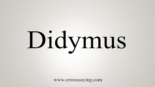 How To Say Didymus [upl. by Meer]