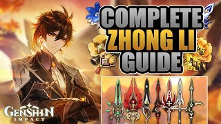 ZHONGLI  COMPLETE GUIDE  4★5★ Weapons Artifacts Builds amp Comp Showcase  Genshin Impact [upl. by Hairej]