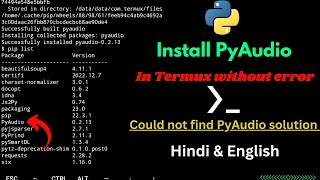 PyAudio module not found or PyAudio not installing problem in Termux app Android [upl. by God]