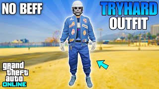 GTA 5 ONLINE EASY BLUE JOGGERS COP BELT TRYHARD MODDED OUTFIT 168 NO NET CUT [upl. by Yelehsa370]