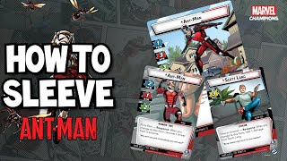 How to Sleeve AntMan Threesided Hero Card in Marvel Champions LCG [upl. by Nosyrb602]