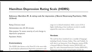 Hamilton Rating Scale for Depression Online Version [upl. by Lemrahs403]