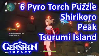 6 Pyro Torch Puzzle Shirikoro Peak Tsurumi Island Genshin [upl. by Pinette]