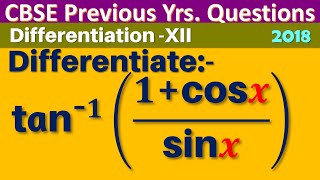 Differentiate tan 1⁡ 1cos⁡xsin⁡x  with respect to x  tan inverse 1  cos x by sin x [upl. by Euell]