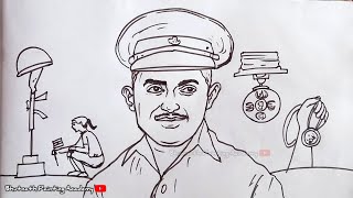 major Somnath Sharma drawing gallantry award winners poster competition outline [upl. by Crystie]