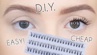 HOW TO APPLY INDIVIDUAL LASHES ON YOURSELF  DIY EYELASH EXTENSIONS TEMPORARY [upl. by Teyut847]