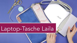 LaptopTasche Laila nähen  mit Tragegurt [upl. by Norga]