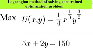 solving constrained optimization by lagrangian method utility maximization problem optimal bundles [upl. by Mada]