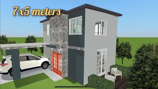 Two Storey House Plan 7x5 Meters  Desain Rumah 7 x 5 [upl. by Falo295]