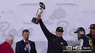 Jim Harbaugh and Michigans FULL TROPHY CEREMONY after winning the Rose Bowl 🌹 [upl. by Newmark]