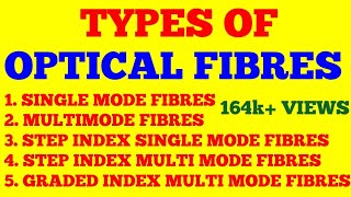 TYPES OF OPTICAL FIBERS  SINGLE MODE MULTI MODE STEP INDEX GRADED INDEX OPTICAL FIBERS  NOTES [upl. by Wachtel]