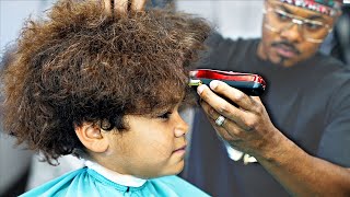 10 YEAR OLD SON HAIRCUT TUTORIAL LOW FADE  CURLY TOP  UNDERCUT [upl. by Harilda]