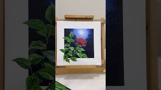 Moonlit 🌙🌙🌛 night and 🌹🌹🌹 Acrylic painting nature relaxing youtubeshorts reels art [upl. by Beka]