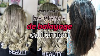 du brun à blond tout les étapes de balayage californien blond chez salon somi beauty [upl. by Nahtnamas]