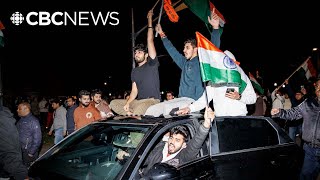 Weapons seen at proIndia protest near Torontoarea Hindu temple police [upl. by Skinner]