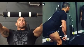 Vitor Belfort strength training for fight against Gegard Mousasi [upl. by Skerl573]