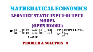 Leontief InputOutput Model  Problem and Solution 3 [upl. by Aniram]