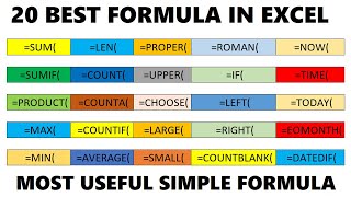 20 Useful formula in excel for beginners Start Excel learning [upl. by Fendig]