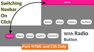 Switching Between Navigation Menu Bar On Click With Radio Button  Pure HTML and CSS Navbar Effect [upl. by Khudari193]