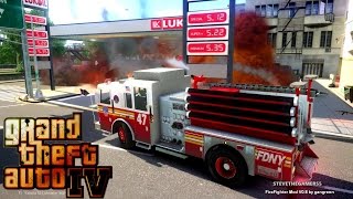 Grand Theft Auto IV  FDLCFDNY  Day 34 with the fire department ENGINE 47 GAS STATION [upl. by Imeon]