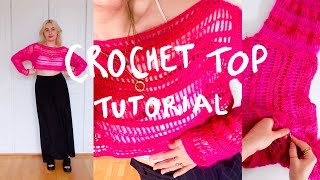 How to make a crochet mesh long sleeve top [upl. by Adelbert]