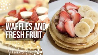 WAFFLES AND FRESH FRUITOSTER WAFFLE MAKER REVIEW [upl. by Airehs]