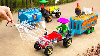 DIY mini tractor transporting gasoline rescue heavy truck  diy Fire Truck rescues Petrol Pump [upl. by Enitnelav]