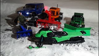 SKEERIDE 2 175 RC SNOWMOBILE 3D PRINTED 2X SNOW BLOWER RC 6X6 SNOW PLOWING TRX6 ON TRACK ADVENTURE [upl. by Ulrika]