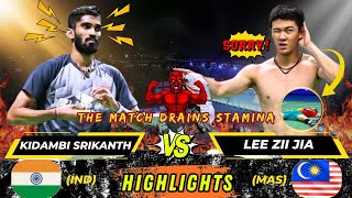 Wow‼️The Match Drains Stamina‼️Lee Zii Jia vs Kidambi Srikanth HYLO [upl. by Noxas241]