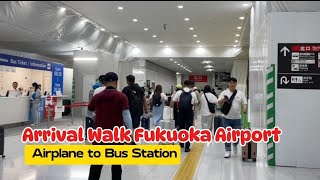 Fukuoka International Airport  Arrival Walk to Bus Station  Japan Trip [upl. by Shuman]