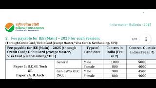 JEE Main 2025  Session 1 amp Session 2 Dates Released  Application fees for JEE Main [upl. by Newbold]