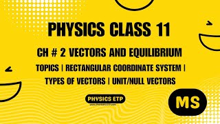 TOPIC  VECTORS  EQUILIBRIUM  RECTANGULAR COORDINATE SYSTEM  TYPES OF VECTORS  1ST YEAR PHYSICS [upl. by Oak]