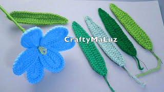 CROCHET TUTORIAL Hojas tejidas a crochet paso a paso Hojas para tulipanes tejidos a ganchillo [upl. by Nelyaw260]