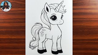 How to draw a Unicorn step by step easy  Easy Unicorn Drawing Lesson [upl. by Modesty217]