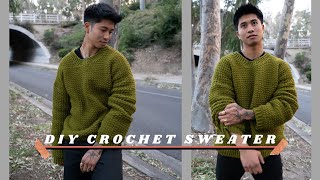 CROCHET SWEATER TUTORIAL FOR BEGINNERS  how to crochet an oversized pullover sweater EASY 💫 [upl. by Anirres]