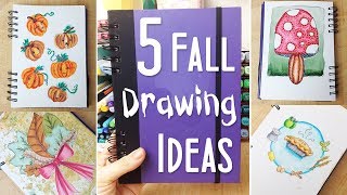 5 Fun Fall Art and Drawing Ideas Ways to Fill Your Sketchbook 2 [upl. by Annahsar]