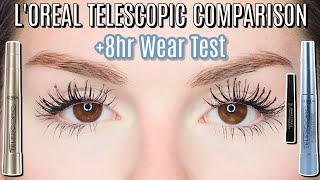 LOREAL TELESCOPIC MASCARA ORIGINAL vs WATERPROOF vs CARBON BLACK REVIEW  BEST DRUGSTORE MASCARA [upl. by Latif]