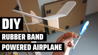 DIY Rubber band powered airplane out of styrofoam plates  Step by step BUILD [upl. by Cantlon]