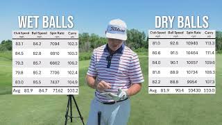 WET VS DRY GOLF BALL TEST  TRACKMAN COMPARISON [upl. by Hadihahs]