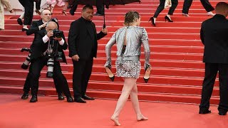 Kristen Stewart In Chanel At Cannes 2018 Red Carpet [upl. by Arakat]