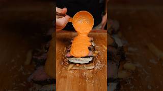 Creamy roasted red pepper steak sandwich shorts recipe asmrcooking [upl. by Adelice387]