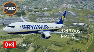 Prepar3dv54 Toulouse to Malta FR3043 B737 MAX 8200 [upl. by Samid]