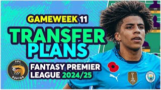 MY FPL GAMEWEEK 11 TRANSFER PLANS  RICO LEWIS OUT 🤔  Fantasy Premier League Tips 202425 [upl. by Nosduj]