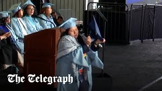 Columbia University student rips up degree in proPalestine protest during graduation [upl. by Rusell]