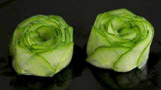 How to Make Cucumber Rose Garnish [upl. by Ami]