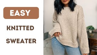 Easy knitted sweater tutorial  Free Knitted Sweater Pattern  No sewing knit sweater [upl. by Ruggiero]