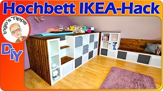 Individuelles DIY Hochbett mit IKEA Kallax versteckte Höhle  Kreative IKEAHack Ideen  IngosTipps [upl. by Bendite]