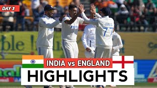 India vs England 5th Test 2024 Day 3 Highlights  IND vs ENG 2024  IND vs ENG 5th Test 2024 [upl. by Josepha]